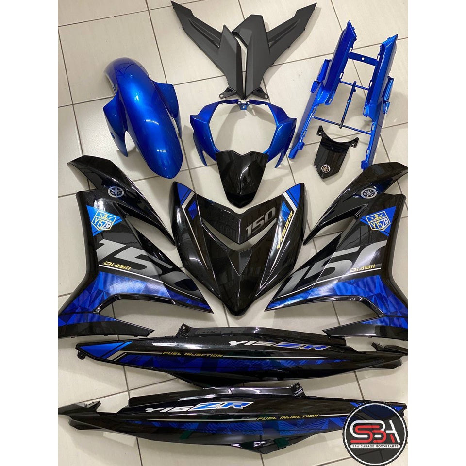 COVERSET BODYSET YAMAHA Y15 Y15ZR YSUKU V1 V2 BLUE BLACK BIRU STORM VELOZI STICKER SIAP TAMPAL KILANG 2019