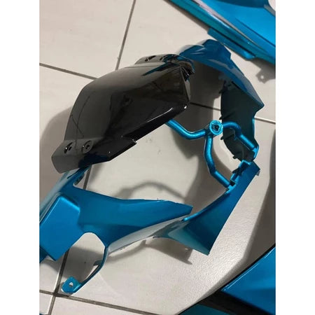 COVERSET YAMAHA ORIGINAL SIAP TAMPAL LC135 LC V7 METALIC CYAN CM6 STRIPE A CLASS HONG LEONG YAMAHA HLY 100% VELOZI