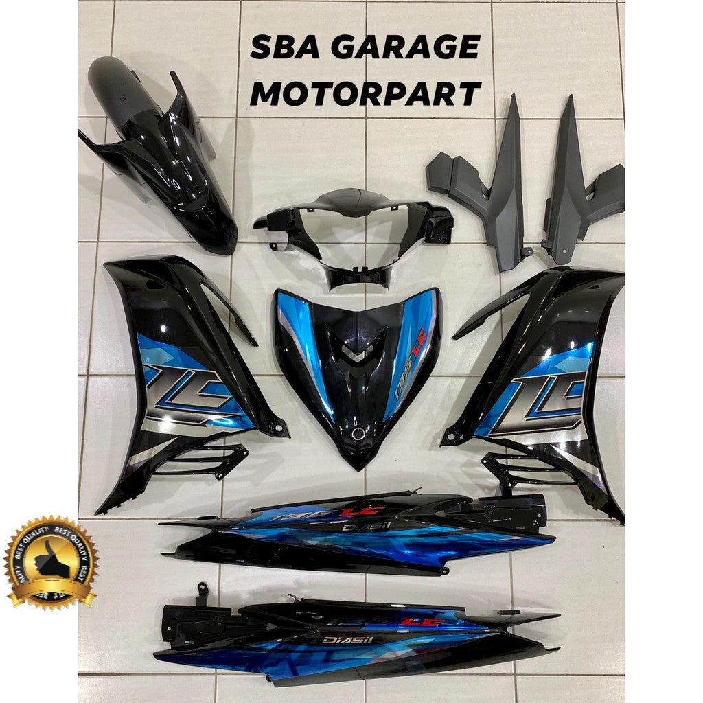NEW ARRIVAL LC135 V2 / V3 4S SPEED / 5 SPEED HLY HITAM FULL + BIRU CHROME GRED A CLASS STRIPE SIAP TAMPAL