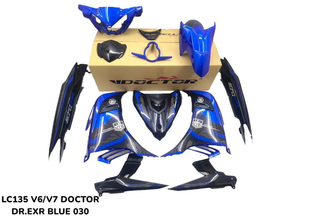 COVERSET BODYSET YAMAHA LC LC135 V6 V7 DR EXCITER BLUE BIRU EXR STRIPE TANAM CODE 030 DOCTOR EDITION OEM