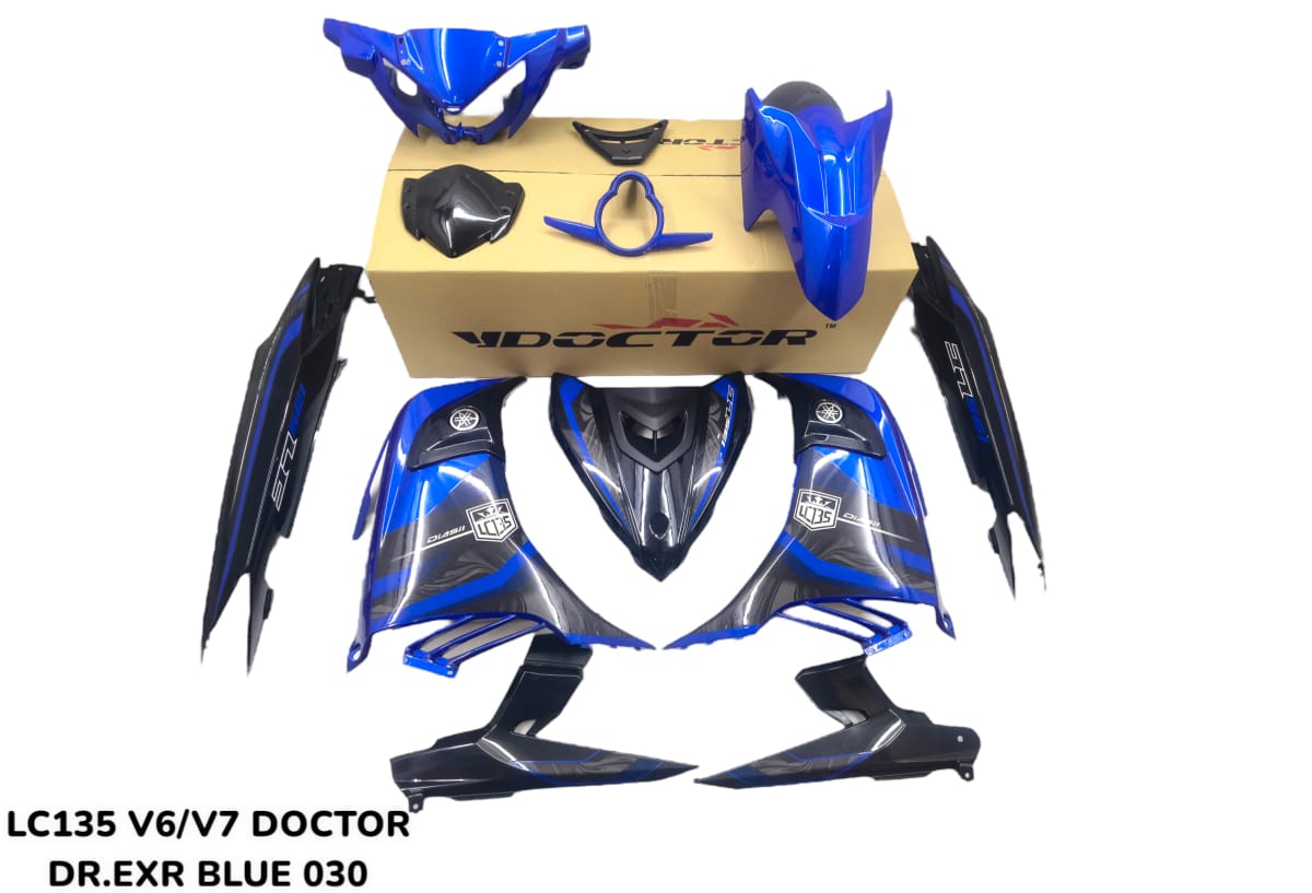 COVERSET BODYSET YAMAHA LC LC135 V6 V7 DR EXCITER BLUE BIRU EXR STRIPE TANAM CODE 030 DOCTOR EDITION OEM