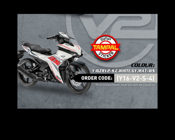 Y16 V1 V2 COVERSET Y16ZR SILKY CRYSTAL WHITE GREY MATT STANDARD DESIGN ORIGINAL VELOZI YAMAHA SIAP TAMPAL READY STOK