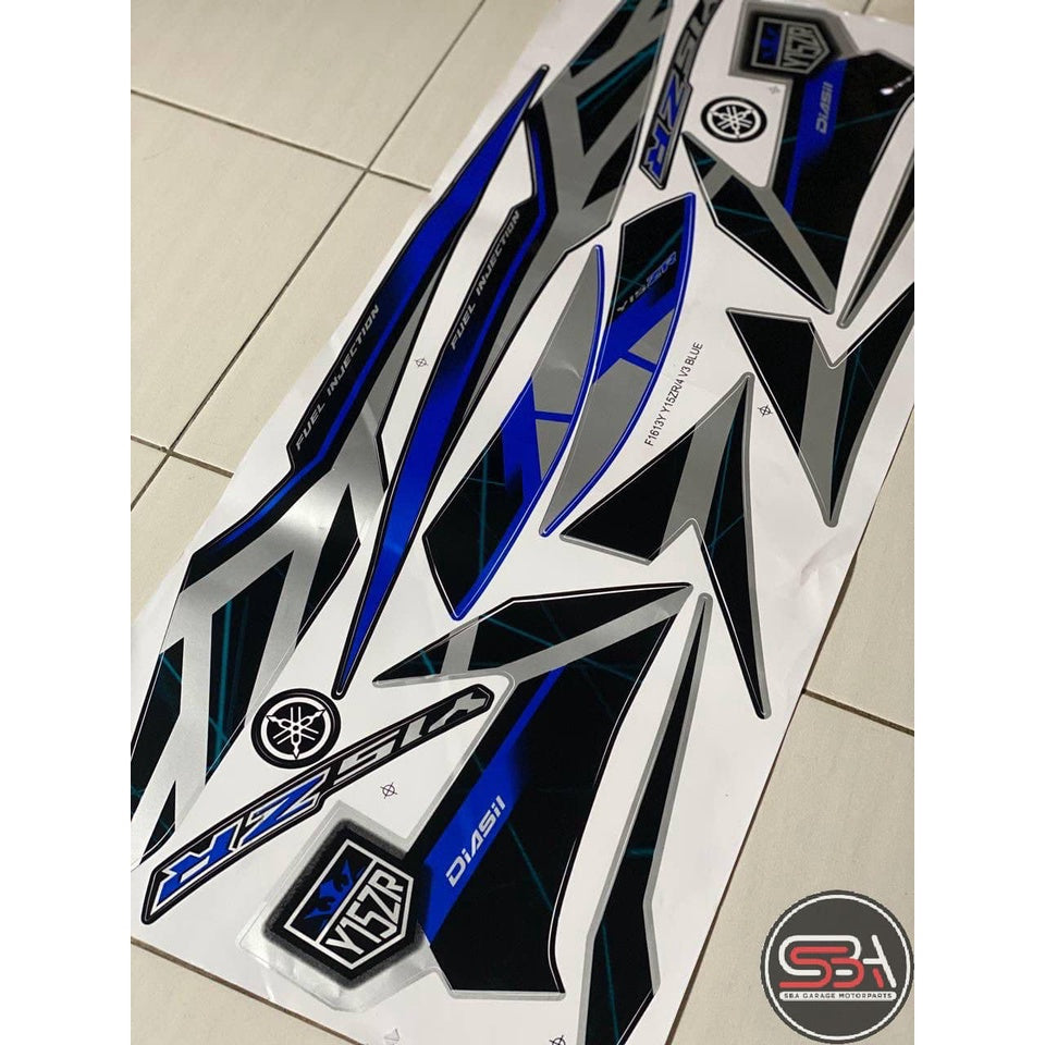 STICKER BODYSET / STRIPE COVERSET Y15 V1 V2 RED BLUE SILVER CYAN MATTE TITAN RAPTOR MORITAKA YAMAHA ORIGINAL NO 4