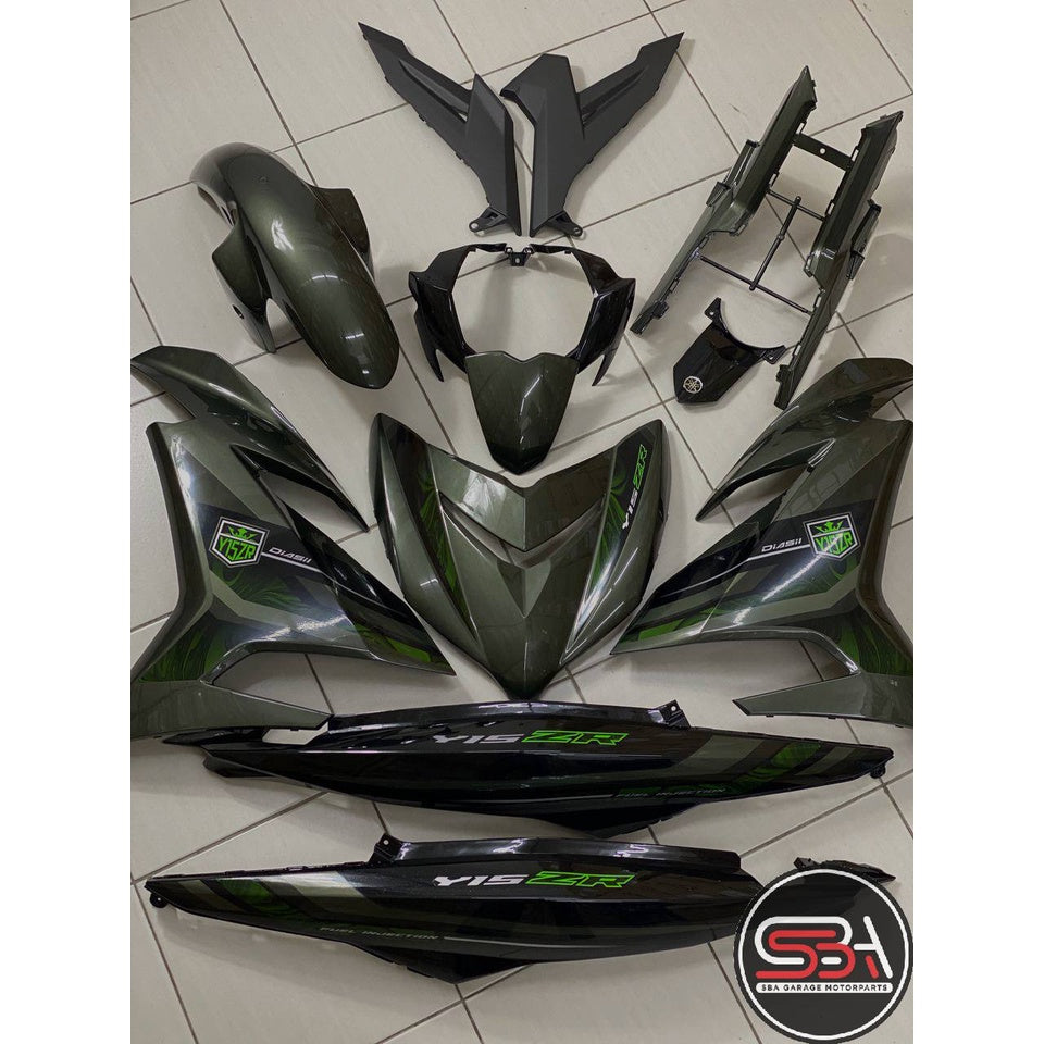 COVERSET Y15ZR V2 ARMY GREEN ( HIJAU LUMUT ) ORI COLOR PREMIUM COVERSET BODYSET Y15ZR Y15 YSUKU ORIGINAL HLY / VELOZI