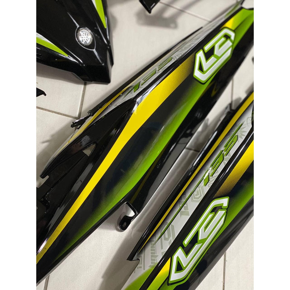 COVERSET HONG LEONG YAMAHA HLY VELOZI M SEKI LC LC135 V2 V3 V4 V5 V6 V7 HITAM PURBA HIJAU STRIPE SIAP TAMPAL