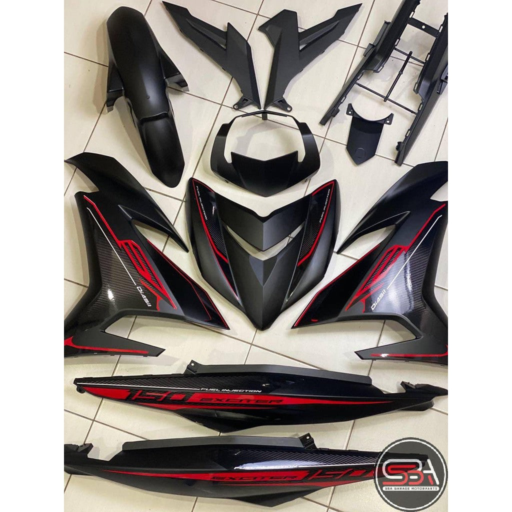 COVER SET Y15ZR V1 V2 RC EXCITER MERAH - BLACK MATT PREMIUM COVERSET BODYSET Y15ZR Y15 YSUKU NEW ORIGINAL VELOZI