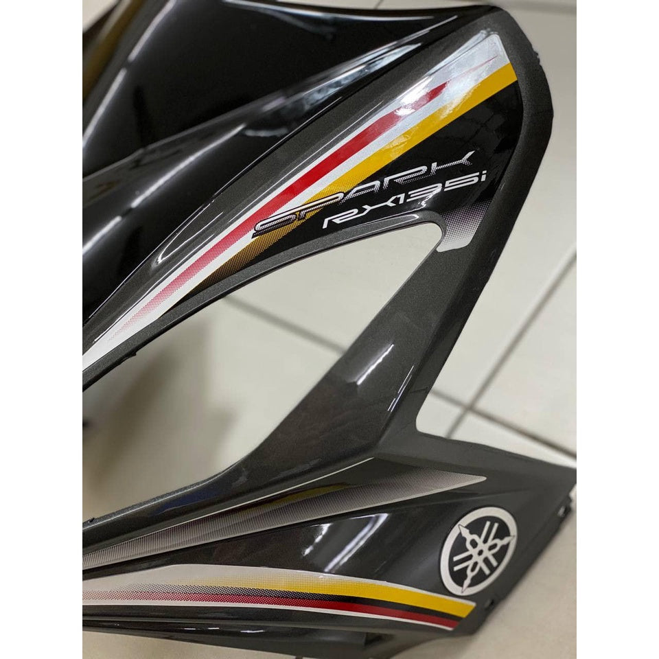COVERSET LC LC135 V1 THAI DESIGN SPARK BLACK HITAM 2022 YAMAHA OEM ORIGINAL EQUIPMENT STRIPE TANAM CLEAR 2K