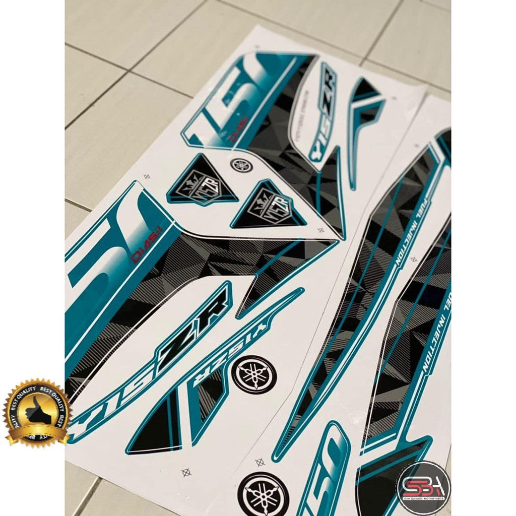 STICKER / STRIPE COVERSET/ COVER SET Y15ZR CYAN TURQUOISE ORIGINAL COLOUR MORITAKA YAMAHA ORIGINAL