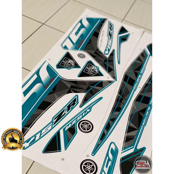 STICKER / STRIPE COVERSET/ COVER SET Y15ZR CYAN TURQUOISE ORIGINAL COLOUR MORITAKA YAMAHA ORIGINAL