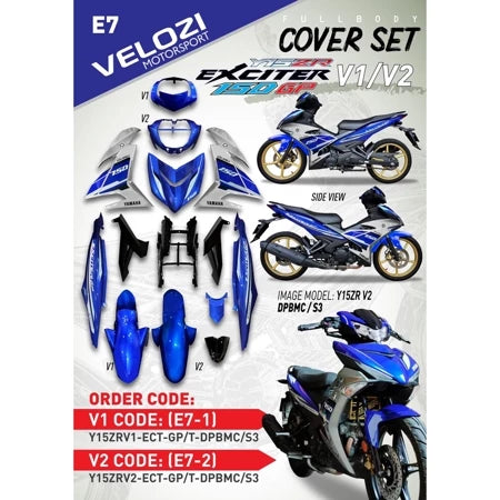COVER SET Y15ZR V1 V2 DPBMC S3 EXCITER GP BIRU TANAM COVERSET PREMIUM EDITION BODYSET 2015 2016 ORIGINAL VELOZI