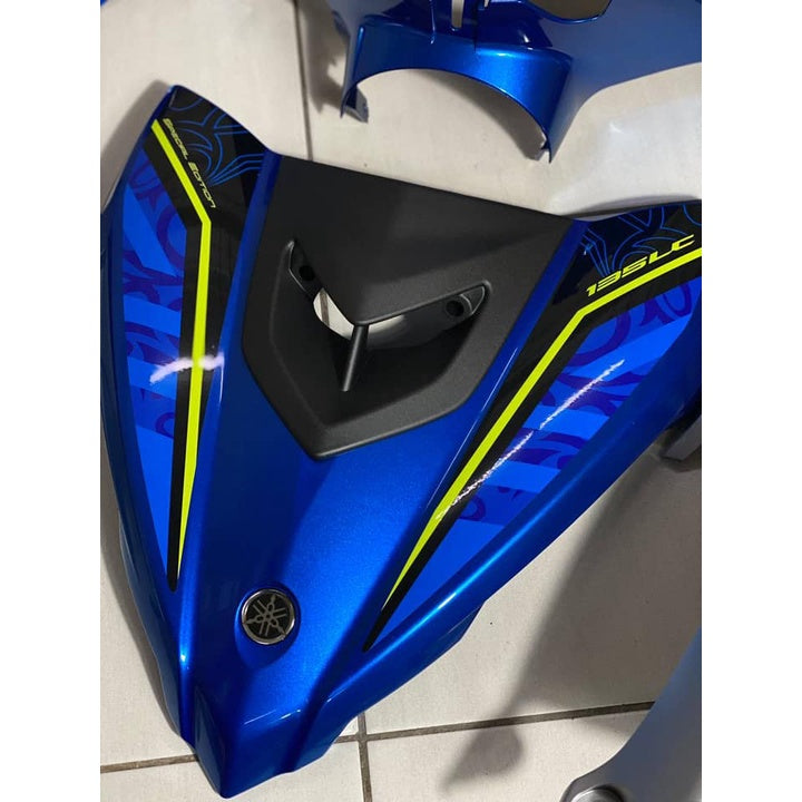COVERSET YAMAHA ORIGINAL SIAP TAMPAL LC135 LC V7 BIRU SILVER STRIPE SPECIAL EDITION MORITAKA HONG LEONG HLY 100%