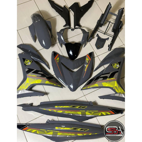 COVER SET Y15ZR V1 V2 DARK GREY FULL STRIPE SILVER ROBOT PREMIUM COVERSET BODYSET Y15ZR Y15 YSUKU NEW ORIGINAL VELOZI