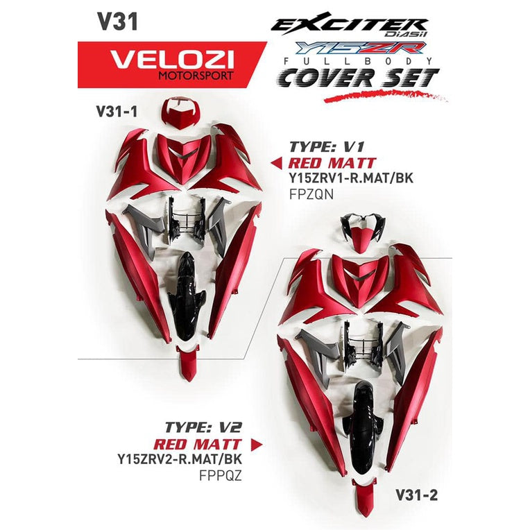 COVERSET KOSONG W/OUT STICKER Y15ZR V1 V2 PELBAGAI WARNA JENAMA VELOZI PREMIUM QUALITY