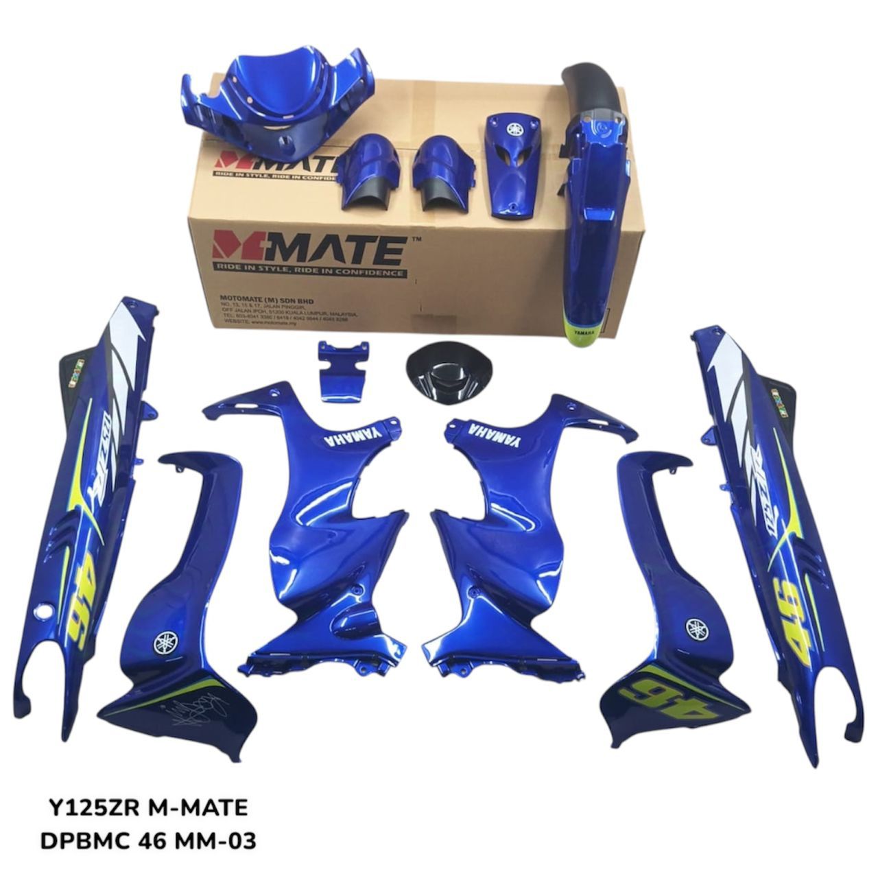 COVERSET ORIGINAL HLY YAMAHA 125 125z 125zr BIRU HITAM MERAH 46 SIGN ROSSI STICKER SIAP TAMPAL PERCUMA EMBLEM HONG LEONG