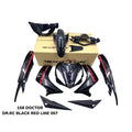 COVERSET BODYSET YAMAHA LC LC135 V1 DR RC HITAM BLACK LINE RED STRIPE TANAM CODE 007 DOCTOR EDITION OEM