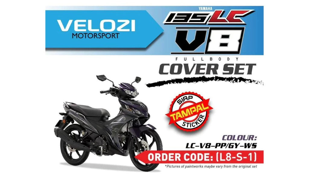 COVERSET BODYSET LC135 LC V8 FUEL INJECTION DNPM1 PURPLE GREY BDK1 HLY HONG LEONG YAMAHA / VELOZI / M SEKI  / VDOCTOR