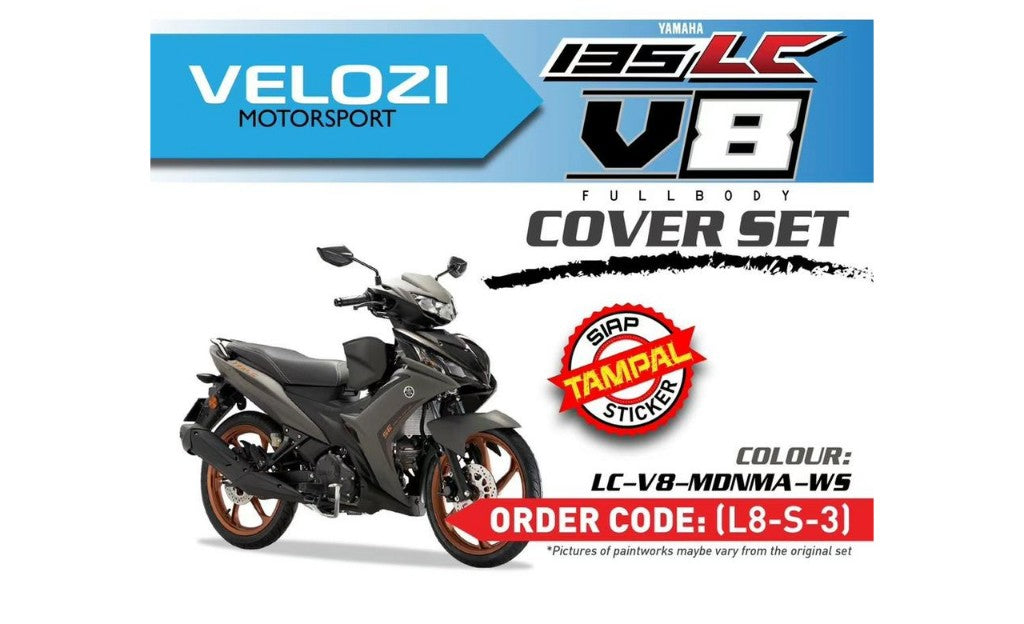 COVERSET BODYSET LC135 LC V8 MDNMA GREY S.E FUEL INJECTION ORIGINAL HLY HONG LEONG YAMAHA / VELOZI / M SEKI SIAP TAMPAL