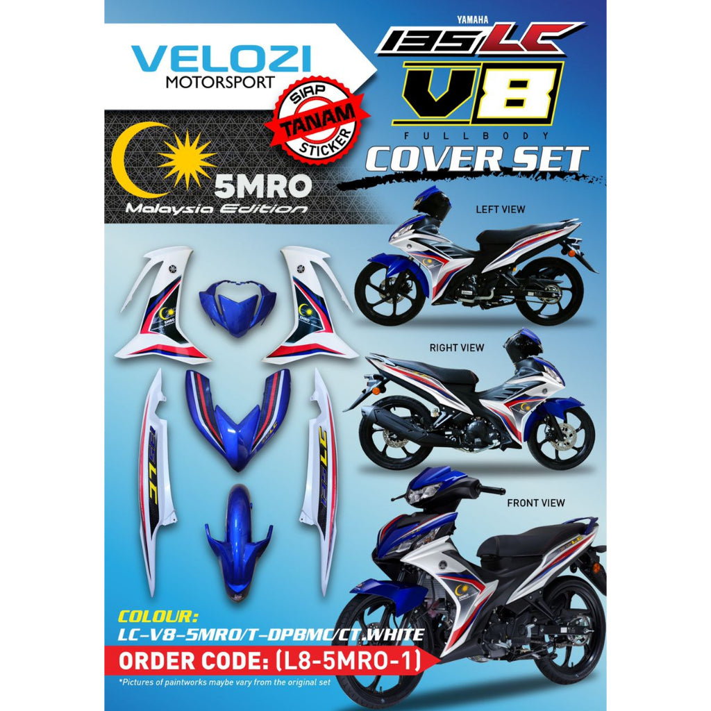 COVERSET BODYSET LC135 LC V8 5 MILLIONTH ROLL OUT 5MRO BLUE BIRU FUEL INJECTION FI YAMAHA SIAP TANAM VELOZI DOCTOR HLY