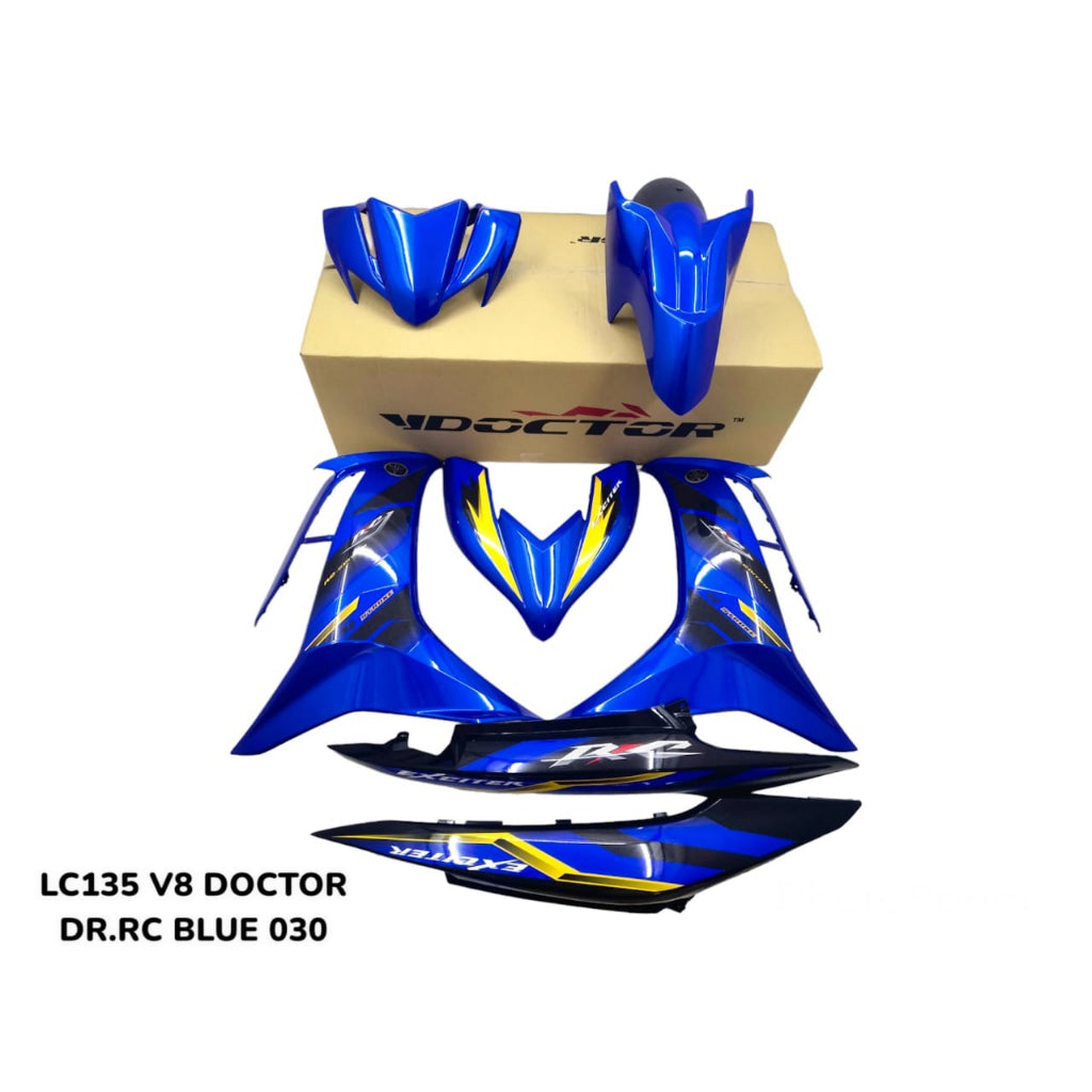COVERSET BODYSET LC135 LC V8 DR RC FULL BLUE BIRU FUEL INJECTION FI YAMAHA SIAP TANAM DOCTOR 030 OEM