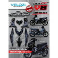 COVERSET BODYSET LC135 LC V8 EXTREME SPIRIT FIRE EDITION MATELIC BLACK FUEL INJECTION FI YAMAHA SIAP TANAM VELOZI L8-F1