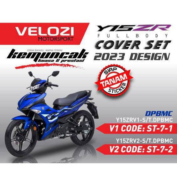 COVERSET BODYSET ORIGINAL VELOZI TANAM SET Y15 Y15ZR YSUKU V1 V2 BIRU BLUE DPBMC 2023 DESIGN STANDARD SIAP TANAM