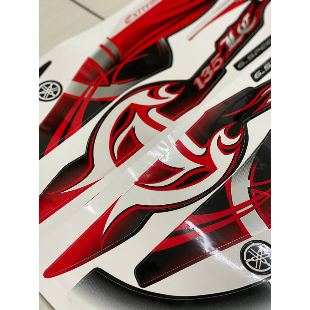 STICKER BODY SET / COVER SET LC 135 V1 MORITAKA SET BATIK MERAH RED YAMAHA ORIGINAL EXTREME SPIRIT NO 5