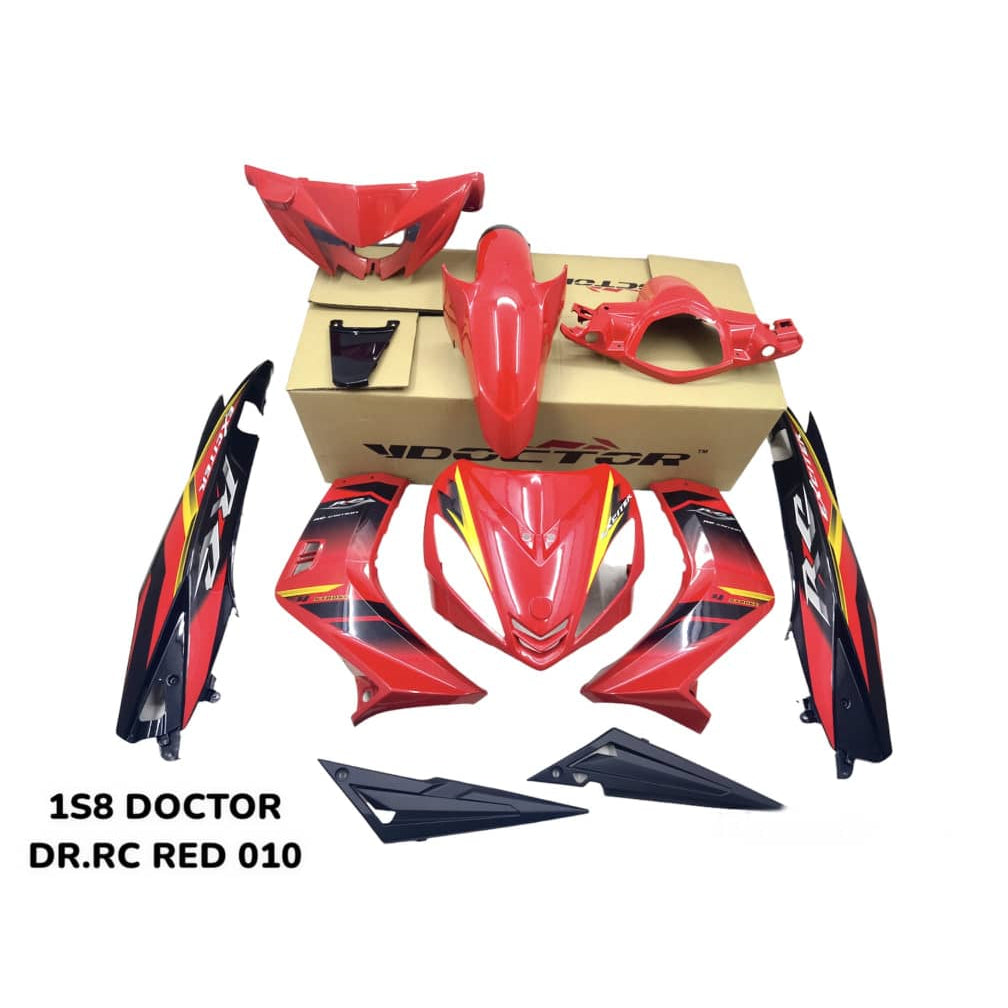 COVERSET BODYSET YAMAHA LC LC135 V1 DR EXCITER RC RED MERAH STRIPE TANAM CODE 010 DOCTOR EDITION OEM