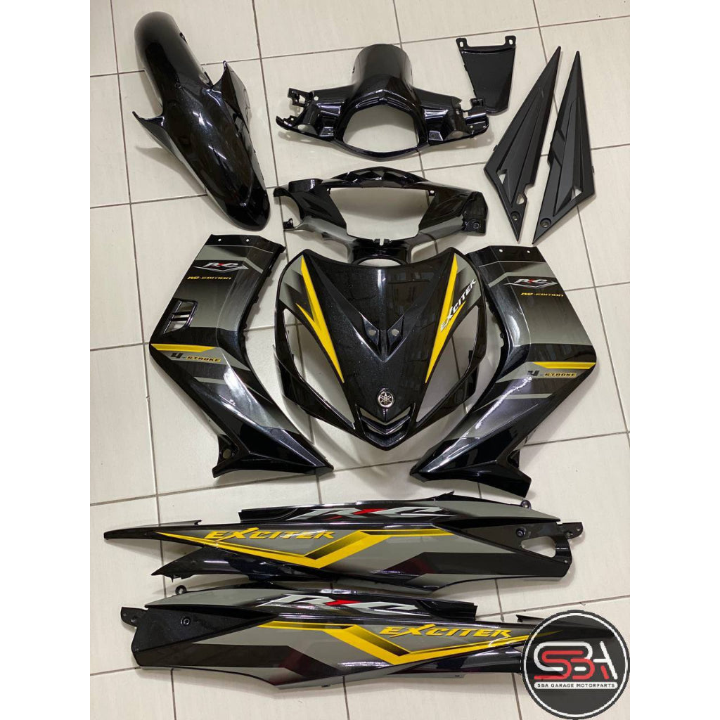 COVERSET BODYSET YAMAHA LC LC135 V1 DR EXCITER RC HITAM BLACK STRIPE TANAM CODE 012 DOCTOR EDITION OEM