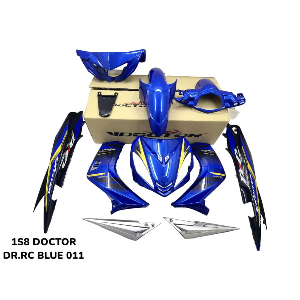 COVERSET BODYSET YAMAHA LC LC135 V1 DR EXCITER RC BIRU BLUE STRIPE TANAM CODE 011 DOCTOR EDITION OEM