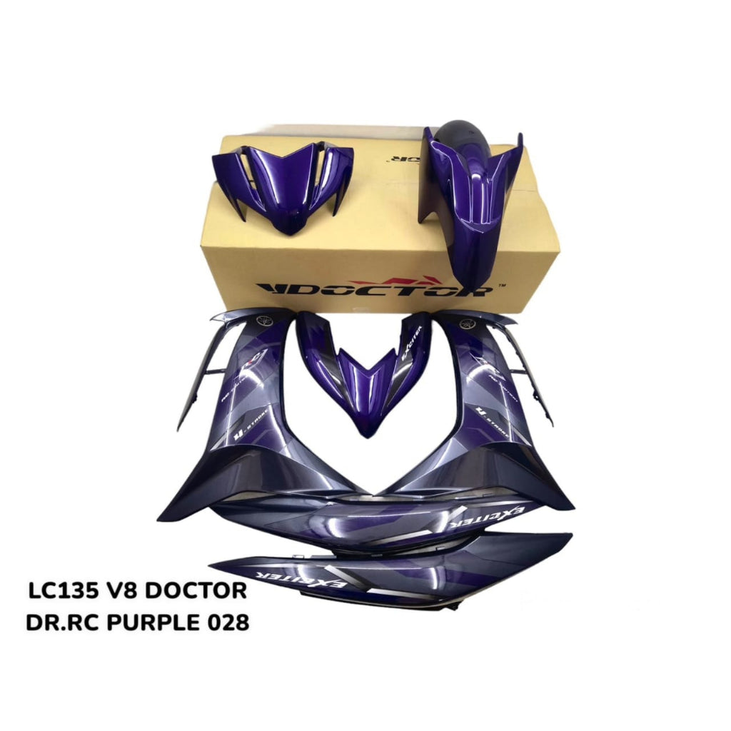 COVERSET BODYSET LC135 LC V8 DR RC EXCITER PURPLE GREY FUEL INJECTION FI YAMAHA SIAP TANAM DOCTOR 028 VELOZI