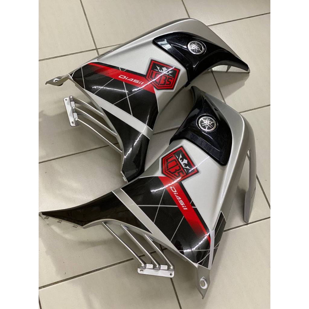 COVERSET BODYSET YAMAHA LC LC135 V6 V7 DR SILVER STRIPE TANAM CODE 014 DOCTOR EDITION OEM