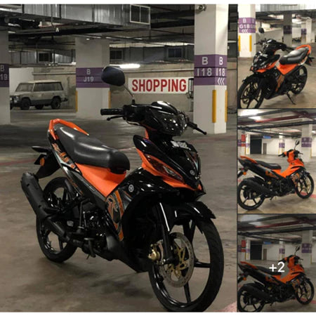 COVERSET ORIGINAL HONG LEONG YAMAHA HLY VELOZI M SEKI LC LC135 V2 V3 V4 V5 V6 V7 ORANGE BATIK STRIPE SIAP TAMPAL
