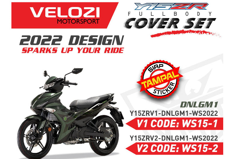 COVERSET Y15ZR V1 V2 DNLGM1 ARMY GREEN ( LUMUT ) TAMPAL KILANG ORI COLOR PREMIUM BODYSET Y15ZR Y15 YSUKU VELOZI WS15
