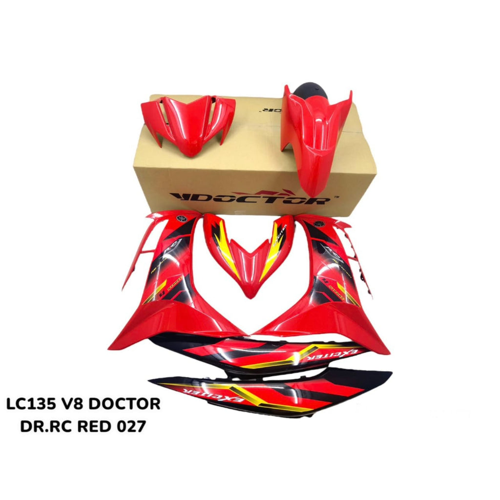 COVERSET BODYSET LC135 LC V8 DR RC FULL RED FUEL INJECTION FI YAMAHA SIAP TANAM DOCTOR 027 OEM