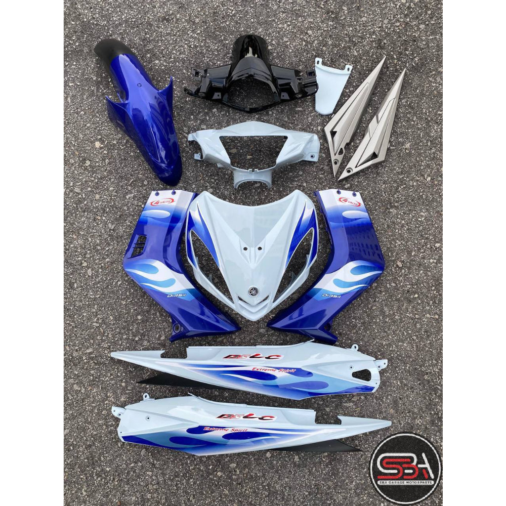 STICKER STRIPE BODY SET / COVERSET LC LC135 V1 MORITAKA SET API BIRU YAMAHA ORIGINAL