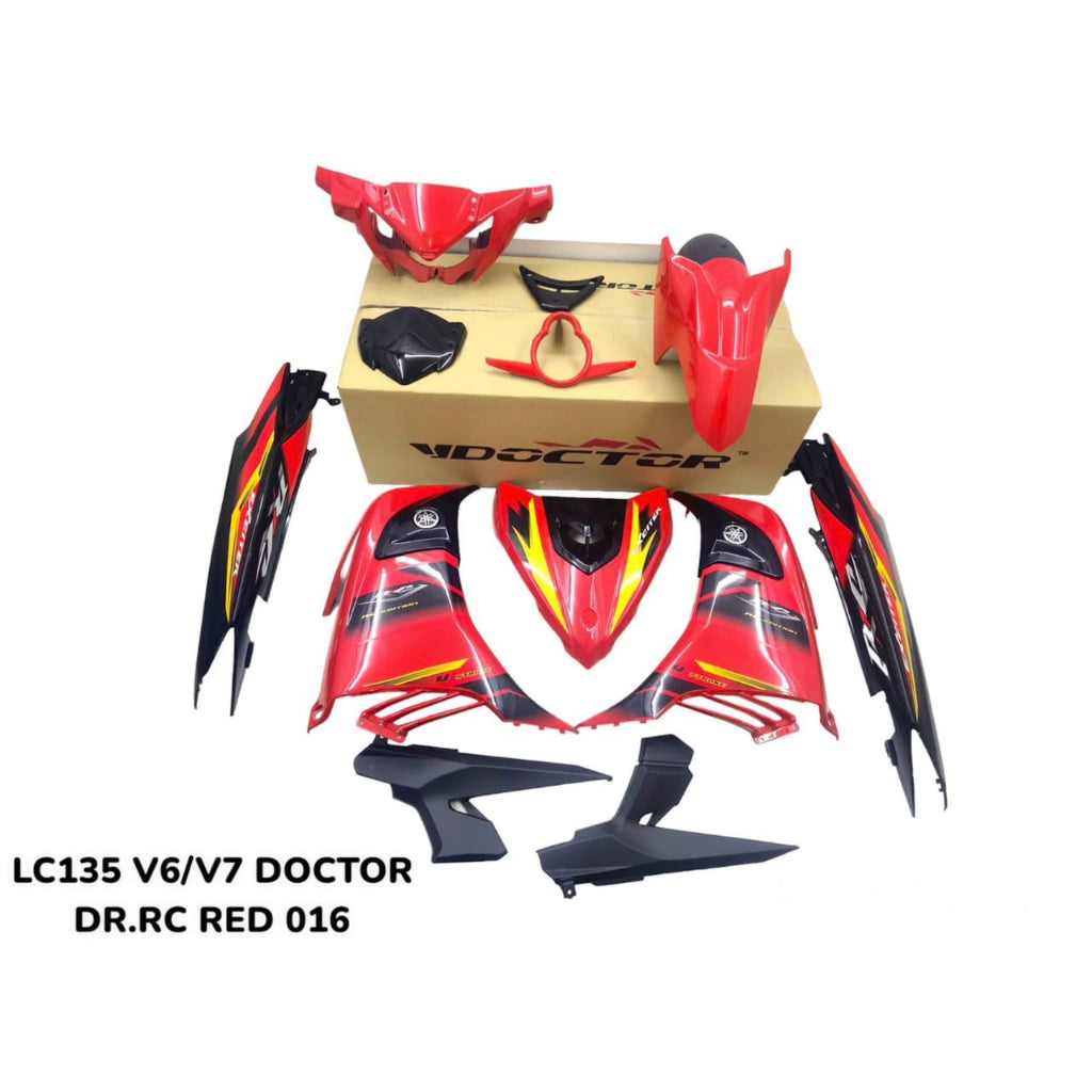 COVERSET BODYSET YAMAHA LC LC135 V6 V7 DR EXCITER RC RED MERAH STRIPE TANAM CODE 016 DOCTOR EDITION OEM