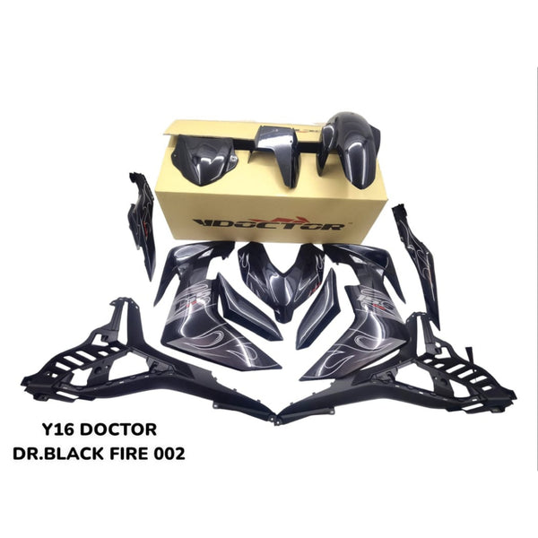 Y16 COVERSET Y16ZR DR BLACK FIRE DOCTOR ORIGINAL EQUIPMENT MANUFACTURED OEM 002 YAMAHA PLUG AND PLAY READY STOCK
