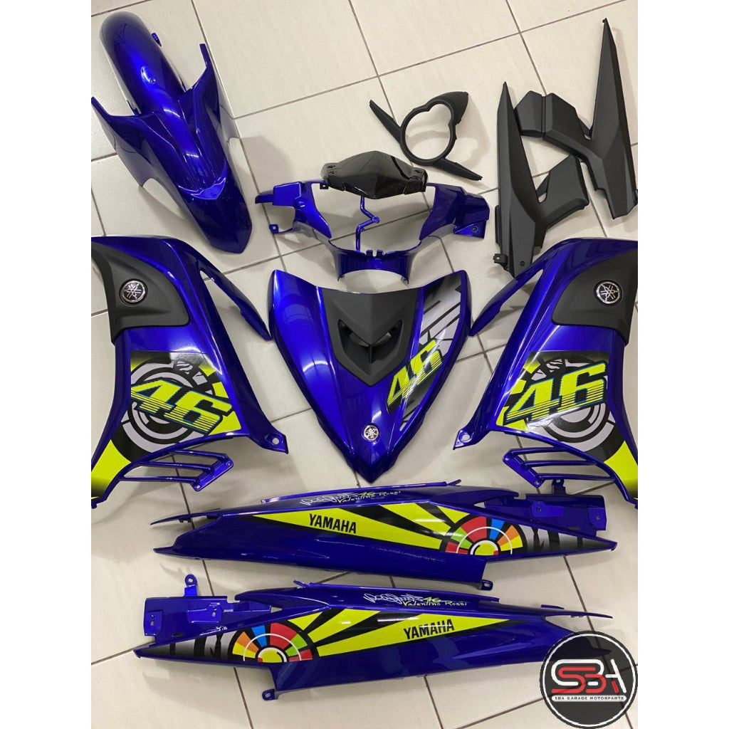 YAMAHA LC LC135 V6 V7 VALENTINO ROSSI VR 46 BIRU DPBMC KILAT COVERSET BODYSET SIAP TANAM VELOZI WITH COVER METER