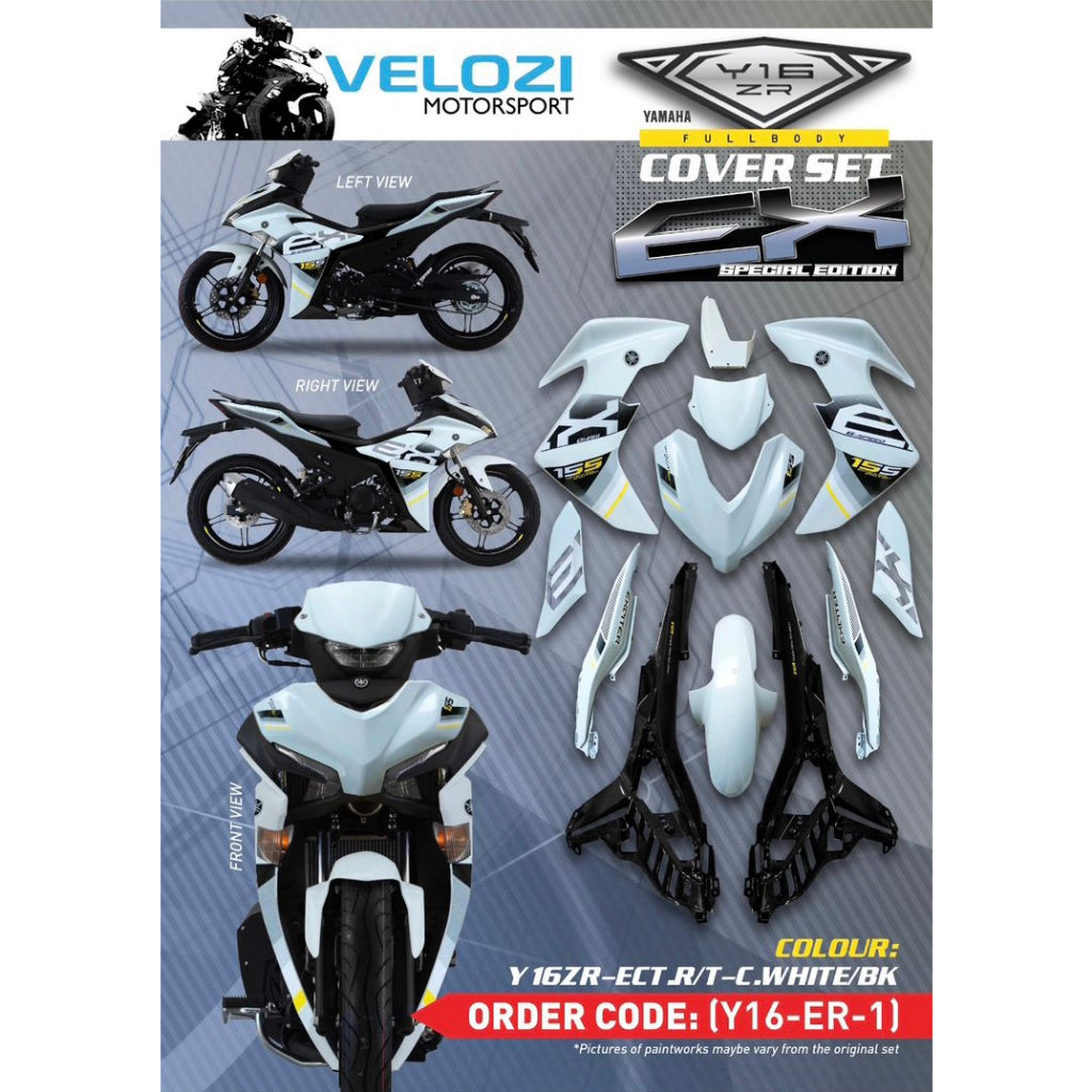 Y16 COVERSET Y16ZR EXCITER EX CRYSTAL WHITE BLACK SPECIAL EDITION Y16-ER-1 ORIGINAL VELOZI YAMAHA SIAP TANAM READY STOK