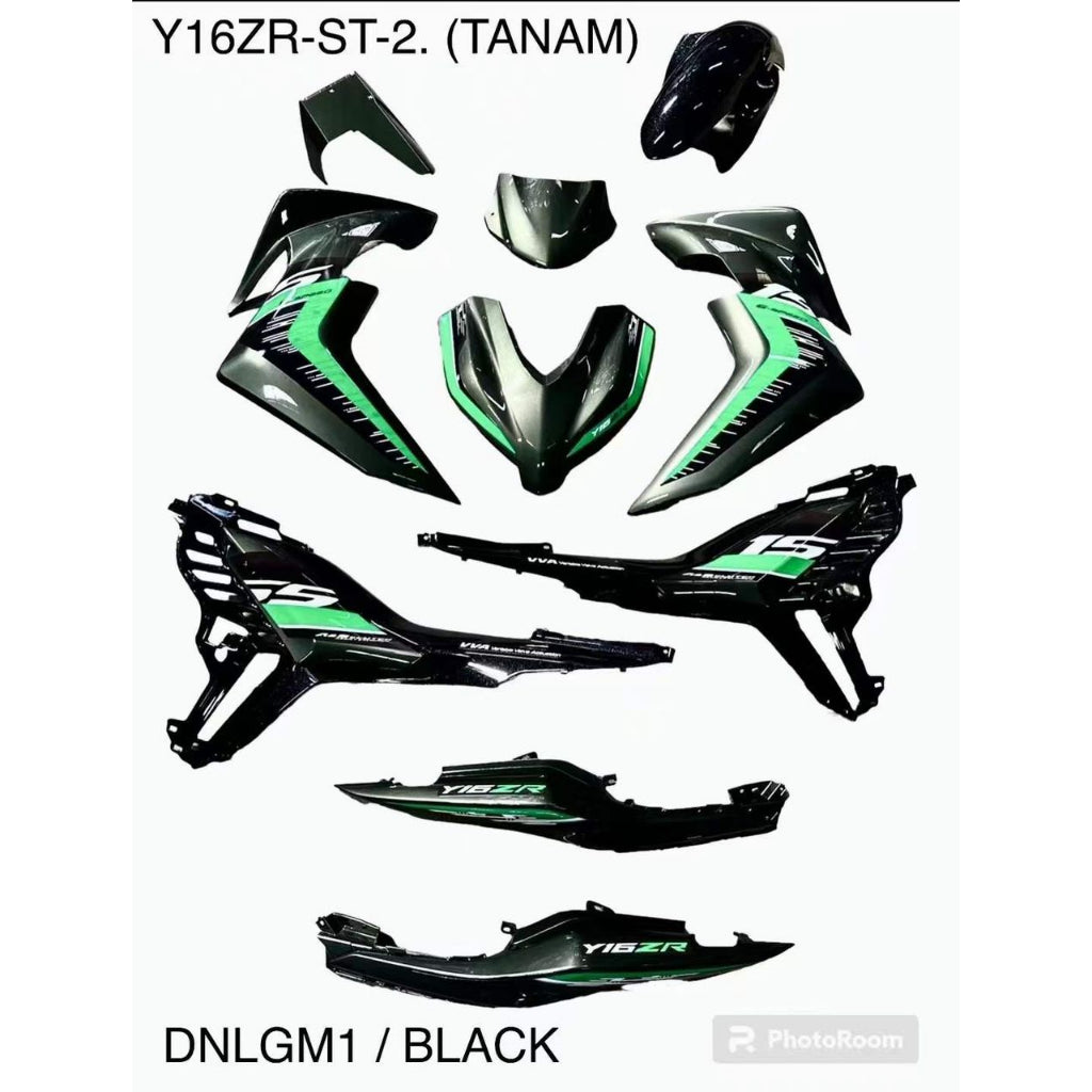 Y16 COVERSET Y16ZR ARMY GREEN DNLGM1 BLACK Y16-ST-2 ORIGINAL VELOZI YAMAHA SIAP TANAM READY STOK