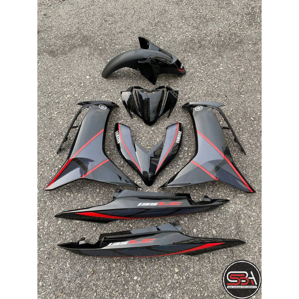 COVERSET BODYSET LC135 LC V8 DR BLACK RED RXZ DESIGN 035 FUEL INJECTION FI YAMAHA SIAP TANAM DOCTOR OEM