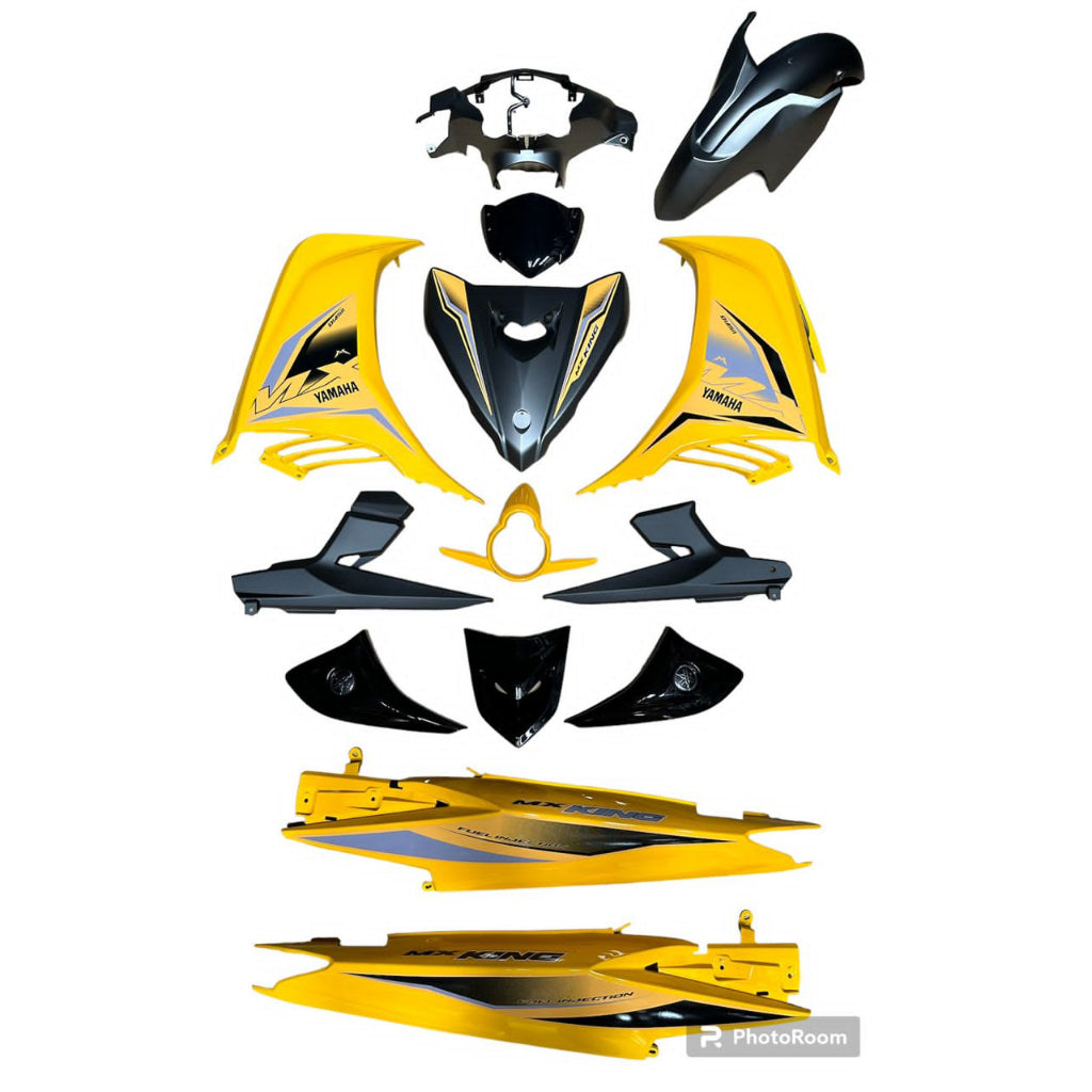 YAMAHA LC LC135 V6 V7 MX KING SUNNY YELLOW GREY MATT L6-MXK-4 COVERSET BODYSET SIAP TANAM VELOZI WITH COVER METER