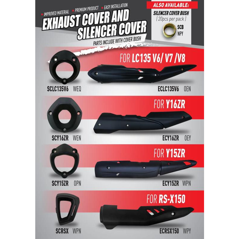 EXHAUST EKZOS COVER / SILENCER COVER ( PARTS INCLUDE WITH COVER BUSH )  LC135 V6 V7 V8 Y16ZR Y15ZR RSX 150