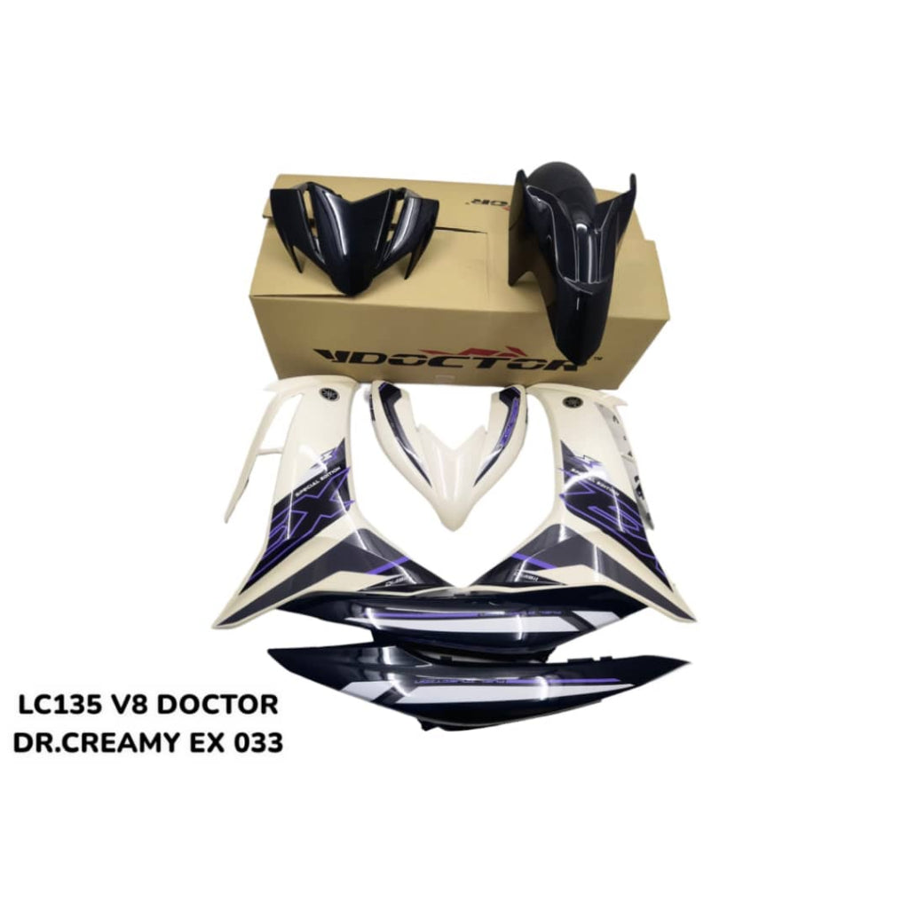 COVERSET BODYSET LC135 LC V8 DR CREAMY EX 033 FUEL INJECTION FI YAMAHA SIAP TANAM DOCTOR OEM