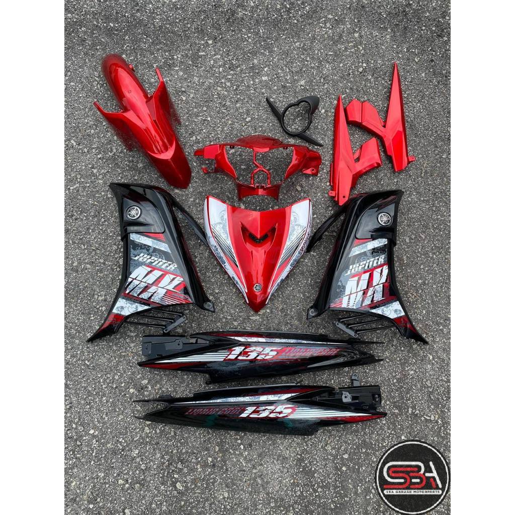 COVERSET YAMAHA LC LC135 V2 JUPITER MX RM7 BLACK MERAH HITAM L2-JMX-B-2 BODYSET SIAP TANAM VELOZI WITH COVER METER