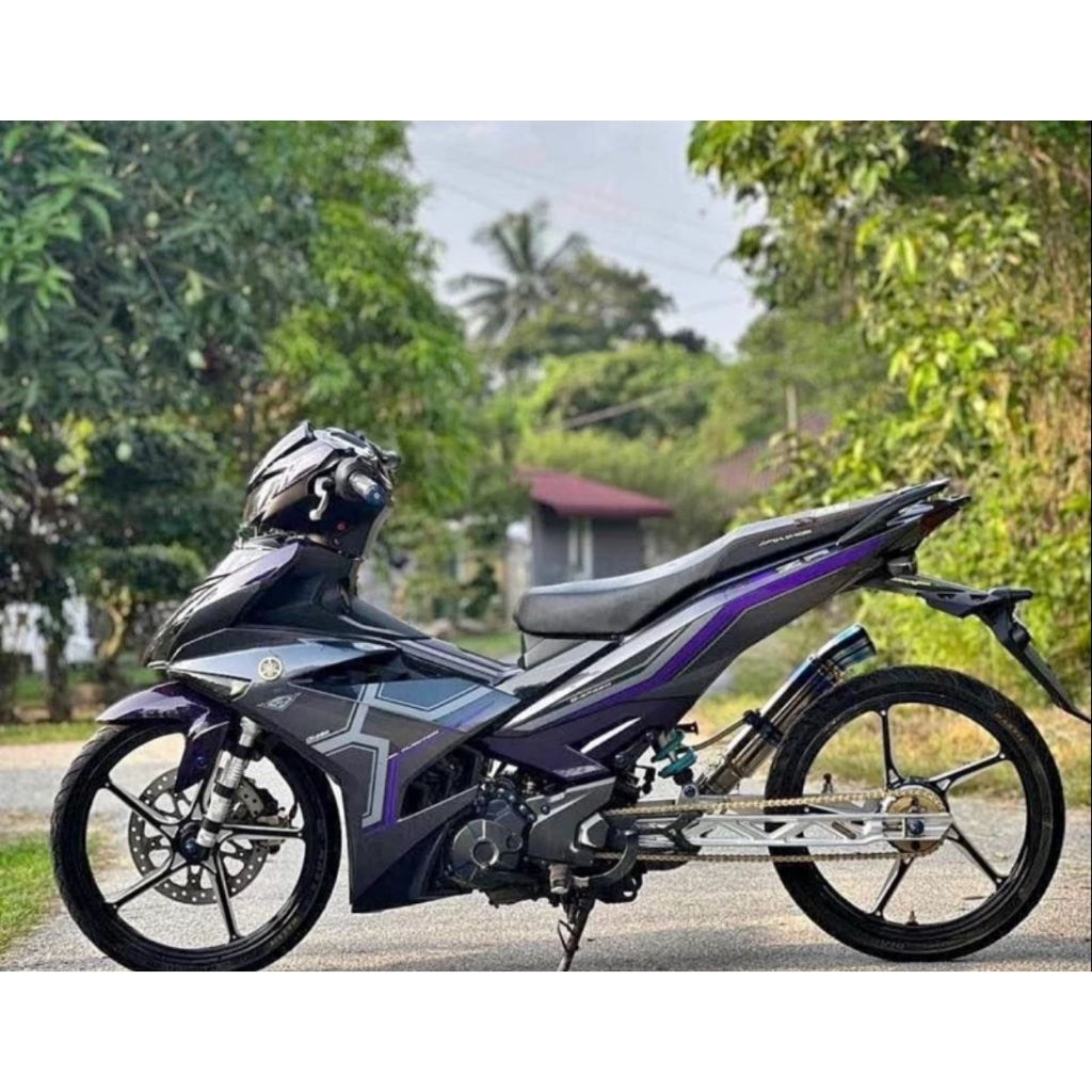 COVERSET Y15ZR V1 V2 SD16 PURPLE GREY PATTERN LINE PREMIUM COVERSET BODYSET Y15ZR Y15 YSUKU VELOZI TANAM