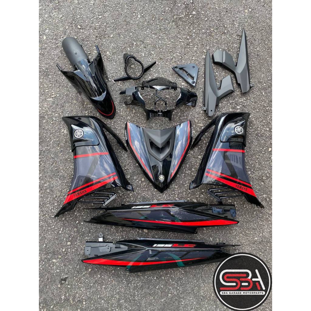 COVERSET BODYSET YAMAHA LC LC135 V6 V7 DR BLACK HITAM CODE 026 RXZ DESIGN STRIPE TANAM DOCTOR EDITION OEM