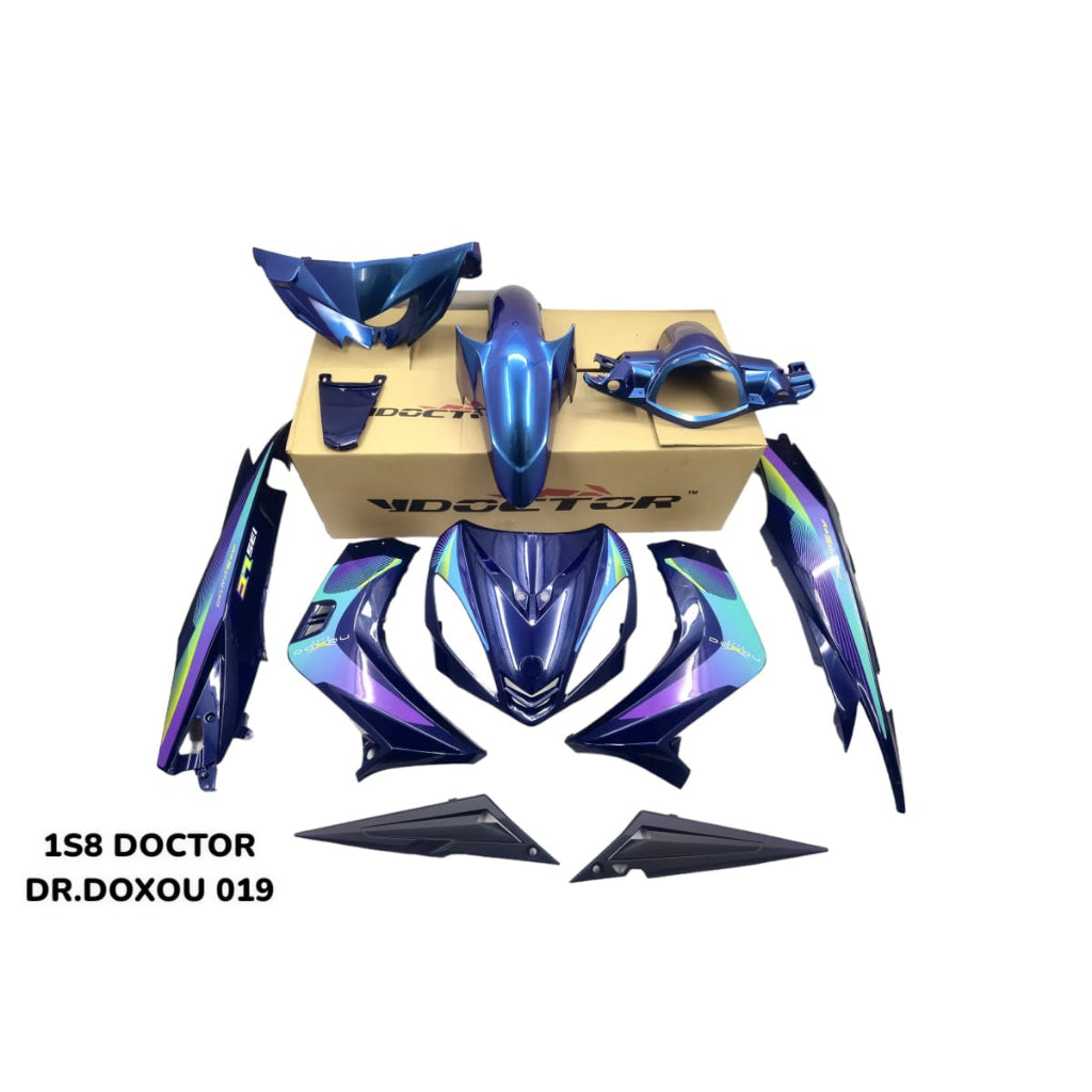 COVERSET BODYSET YAMAHA LC LC135 V1 DR DOXOU 2023 STRIPE TANAM CODE 019 DOCTOR EDITION OEM