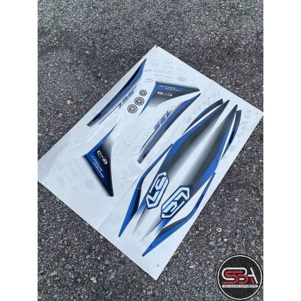 BODY STRIPE STICKER SET / COVERSET FOR LC LC135 V2 V3 V4 V5 V6 V7 PURBA BLUE MORITAKA YAMAHA