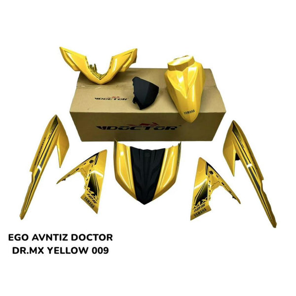 YAMAHA EGO AVANTIZ BODYSET COVERSET WITH INSTALLED 009 DOCTOR MX YELLOW STICKERS FULL SET